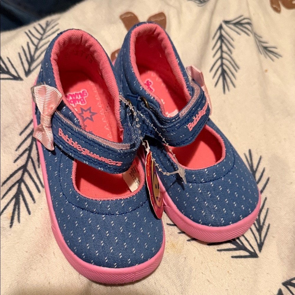 Bubblegum Denim Blue and Pink Baby Shoes